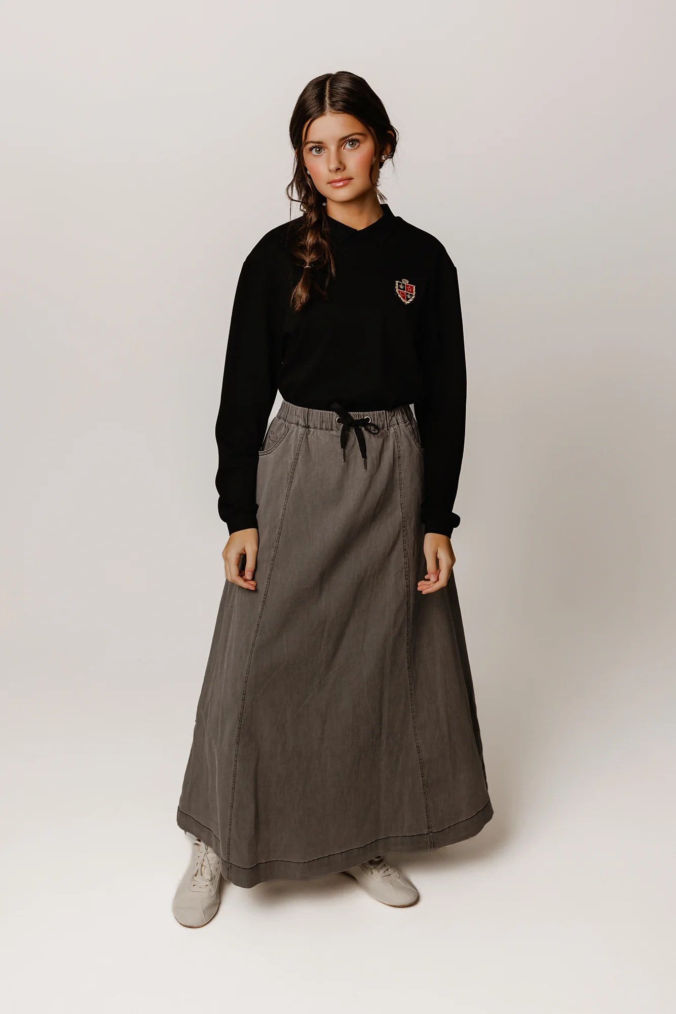 Black Collared Emblem Top - Image 2