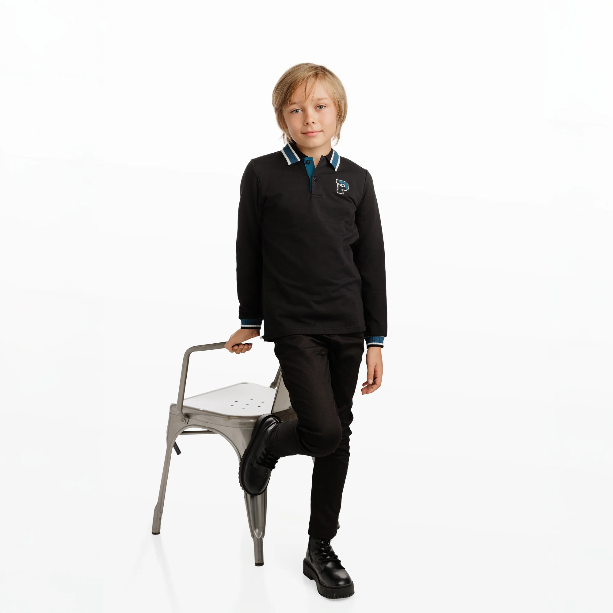 Black/ Dark Teal Trim Polo - Image 3