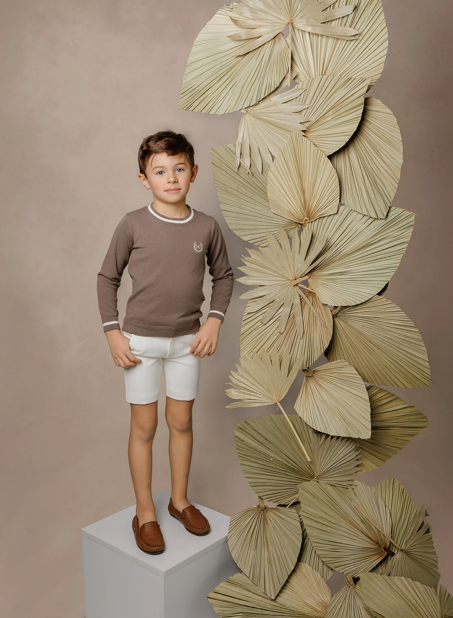 Boys Dark Brown Sweater with White Contrast - Image 2