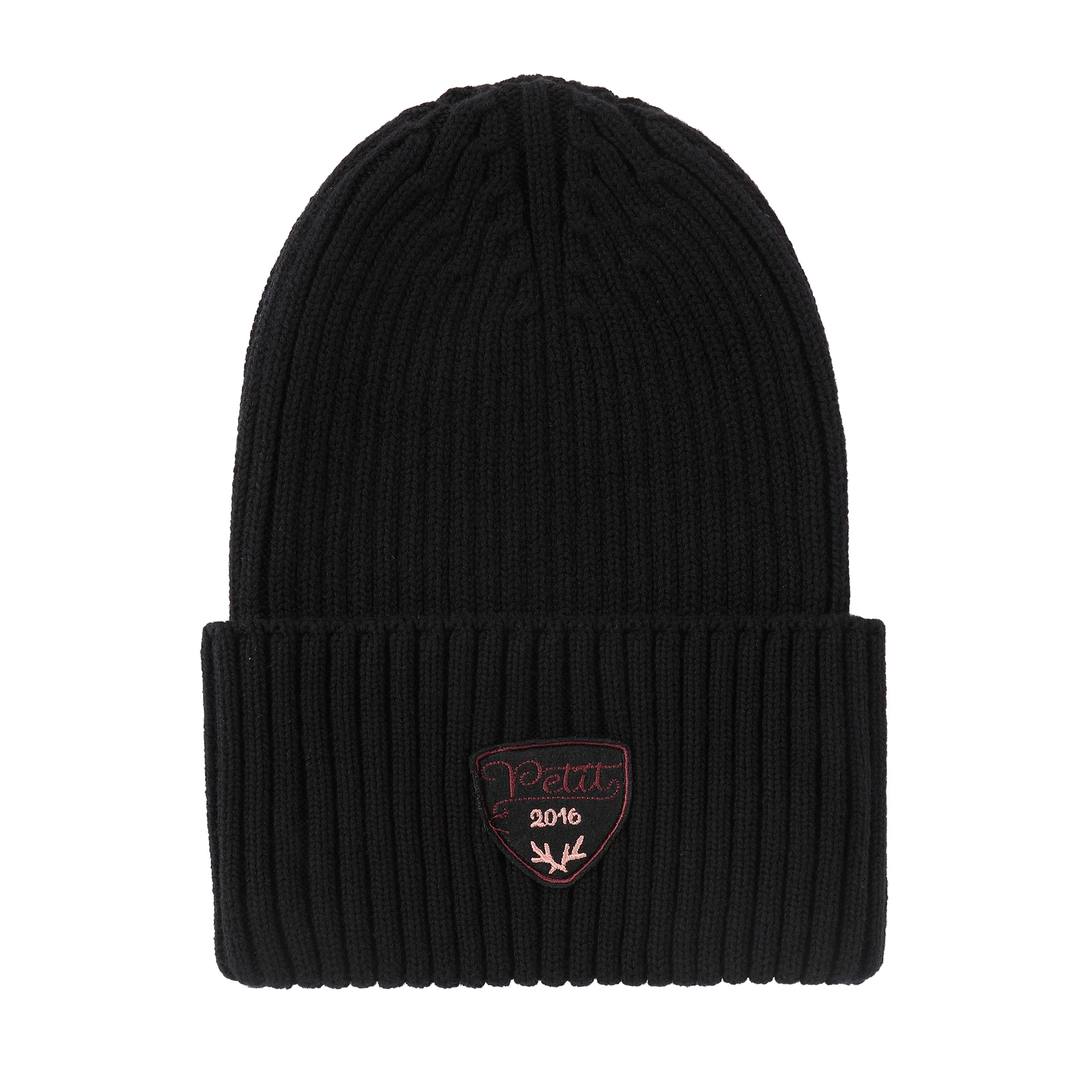 Black W/ Pink Patch Beanie