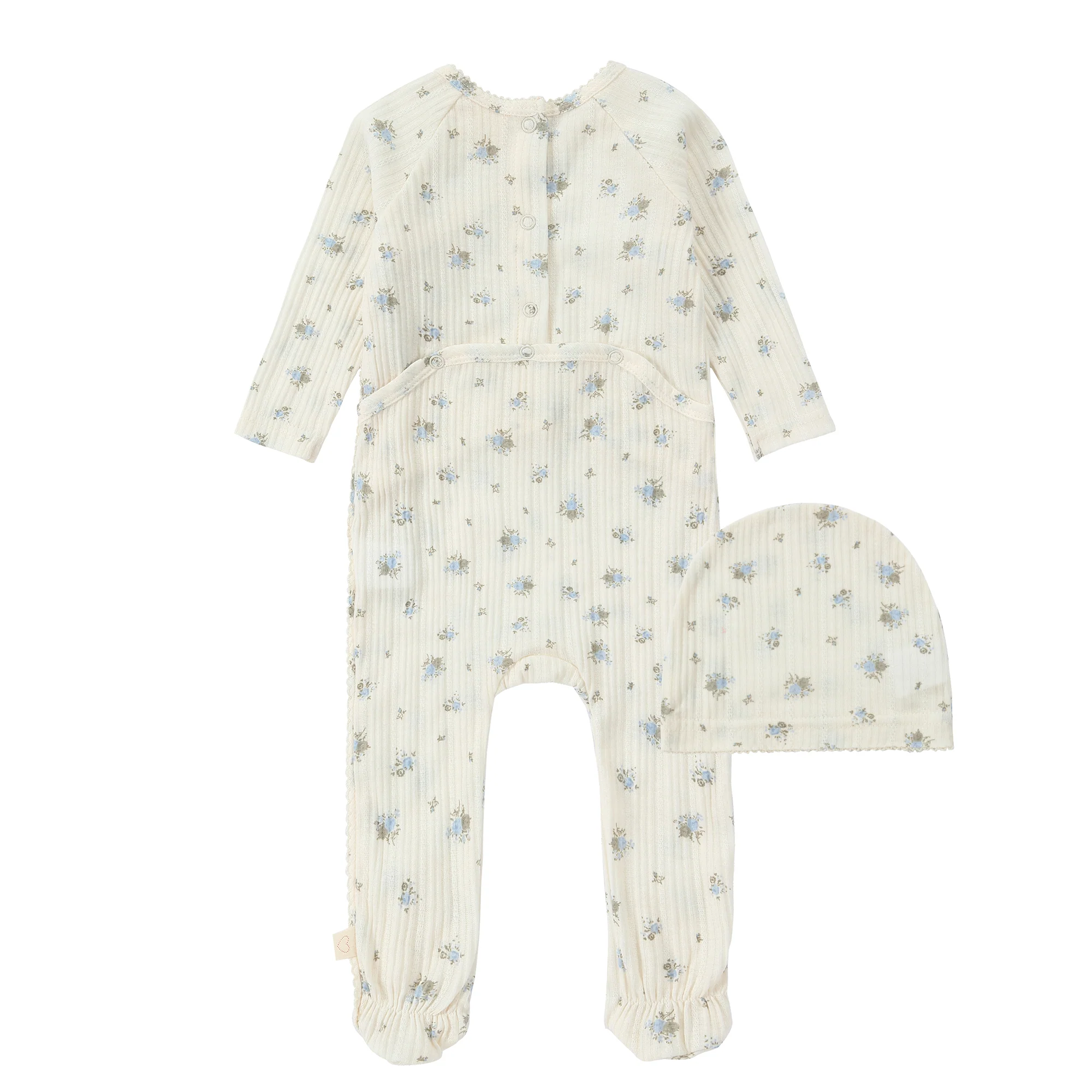 Blue Floral Striped Footie - Image 4