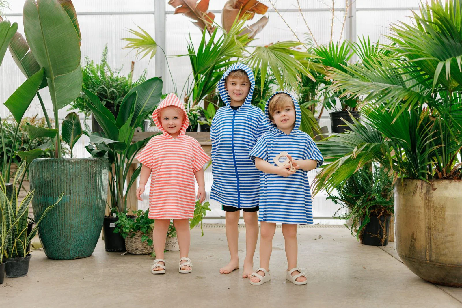 Boys Blue & White Hooded Swim Cover-up - Image 2