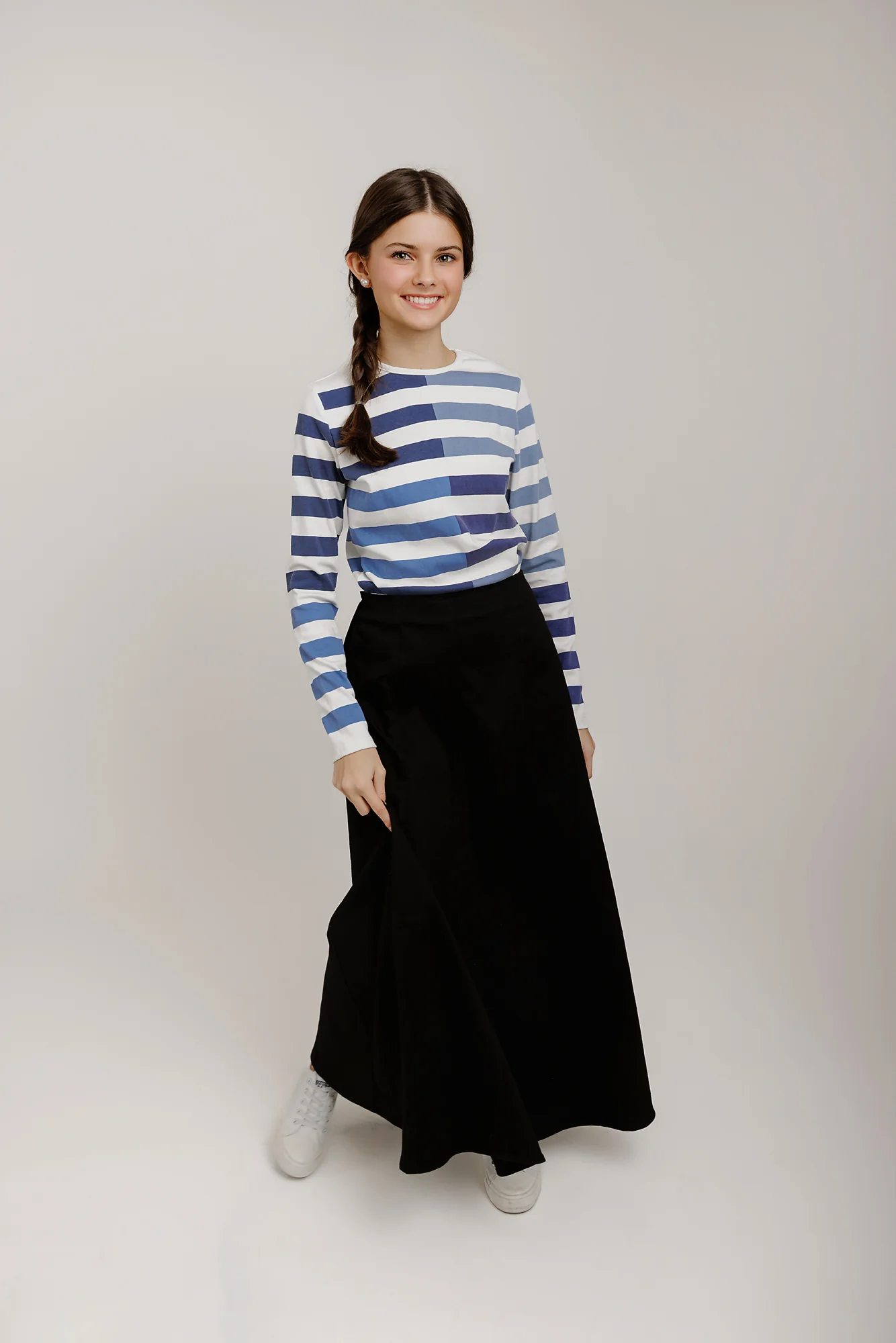 Blue Striped Color Block T-Shirt - Image 2