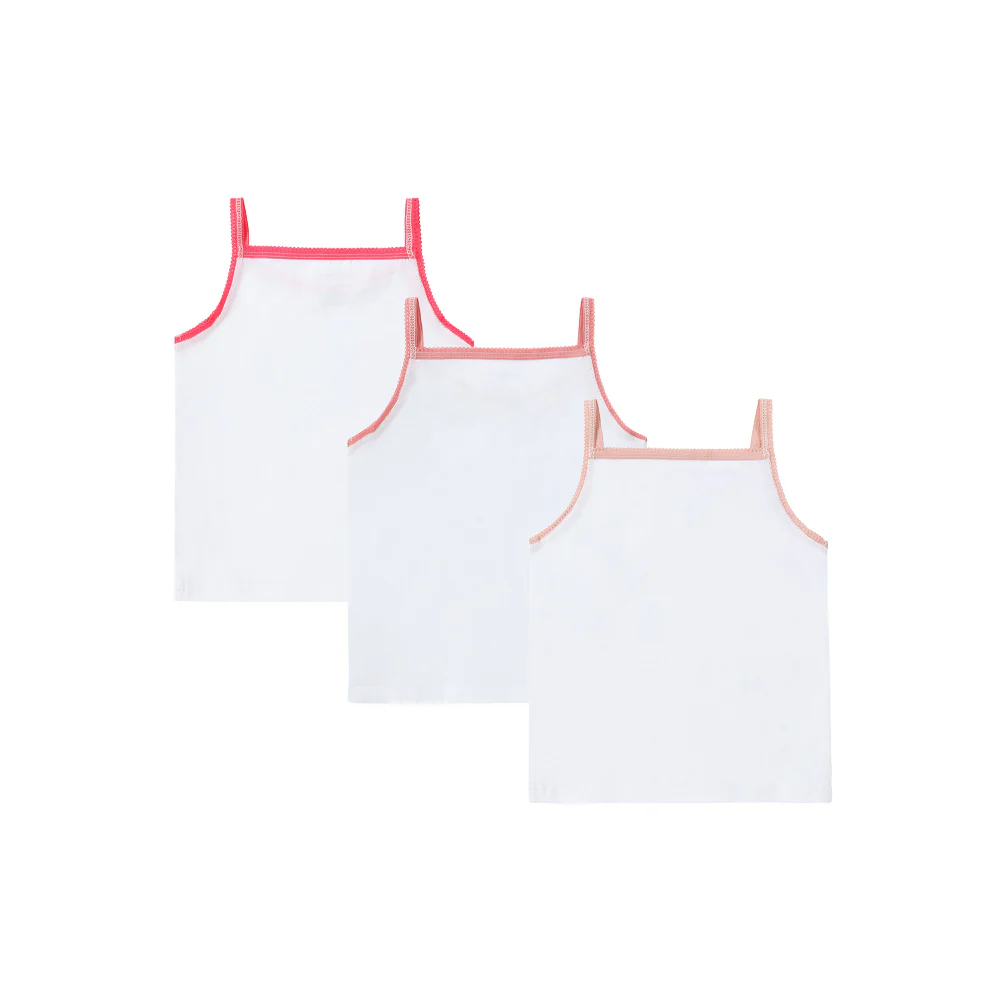 Girl 3pc Undershirt - White/ Colored Trim - Image 3