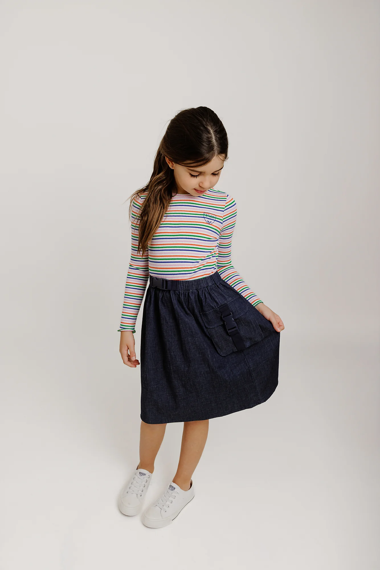 White & Colorful Striped T-Shirt - Image 2