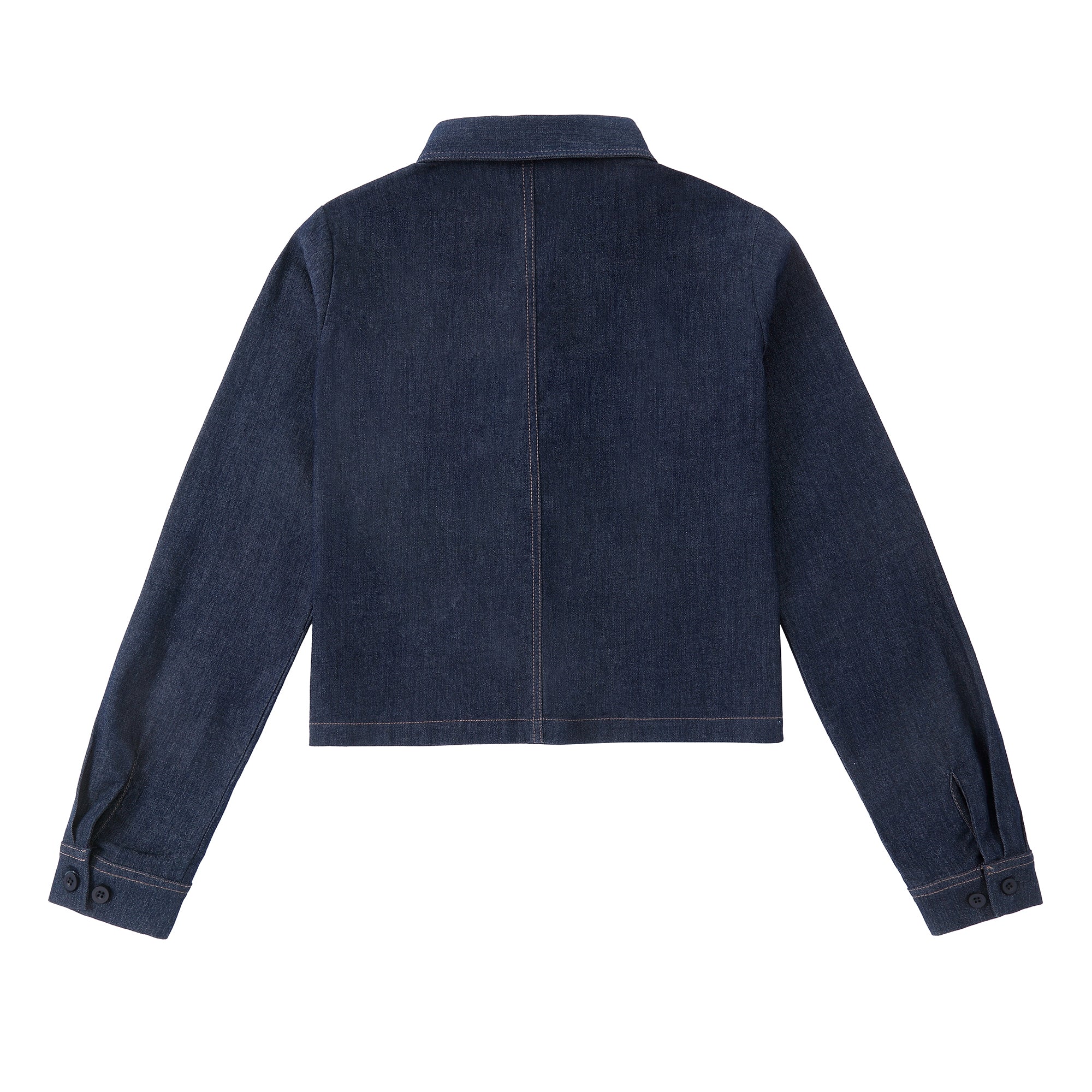 Teens Dark Denim Cropped Collared Shirt - Image 3