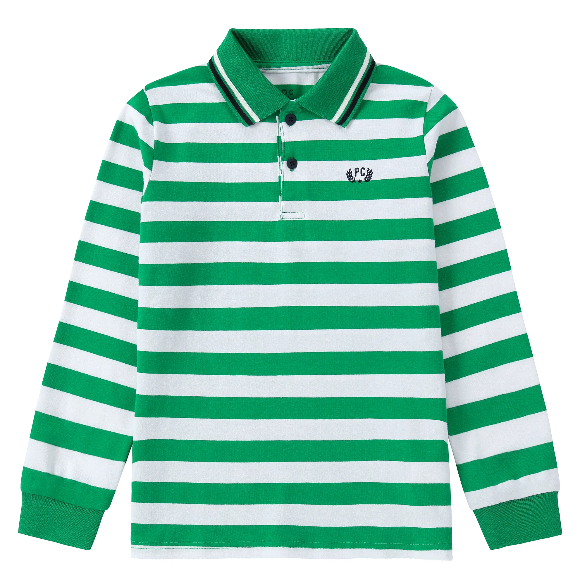 Boys Green & White Striped Polo - Image 4