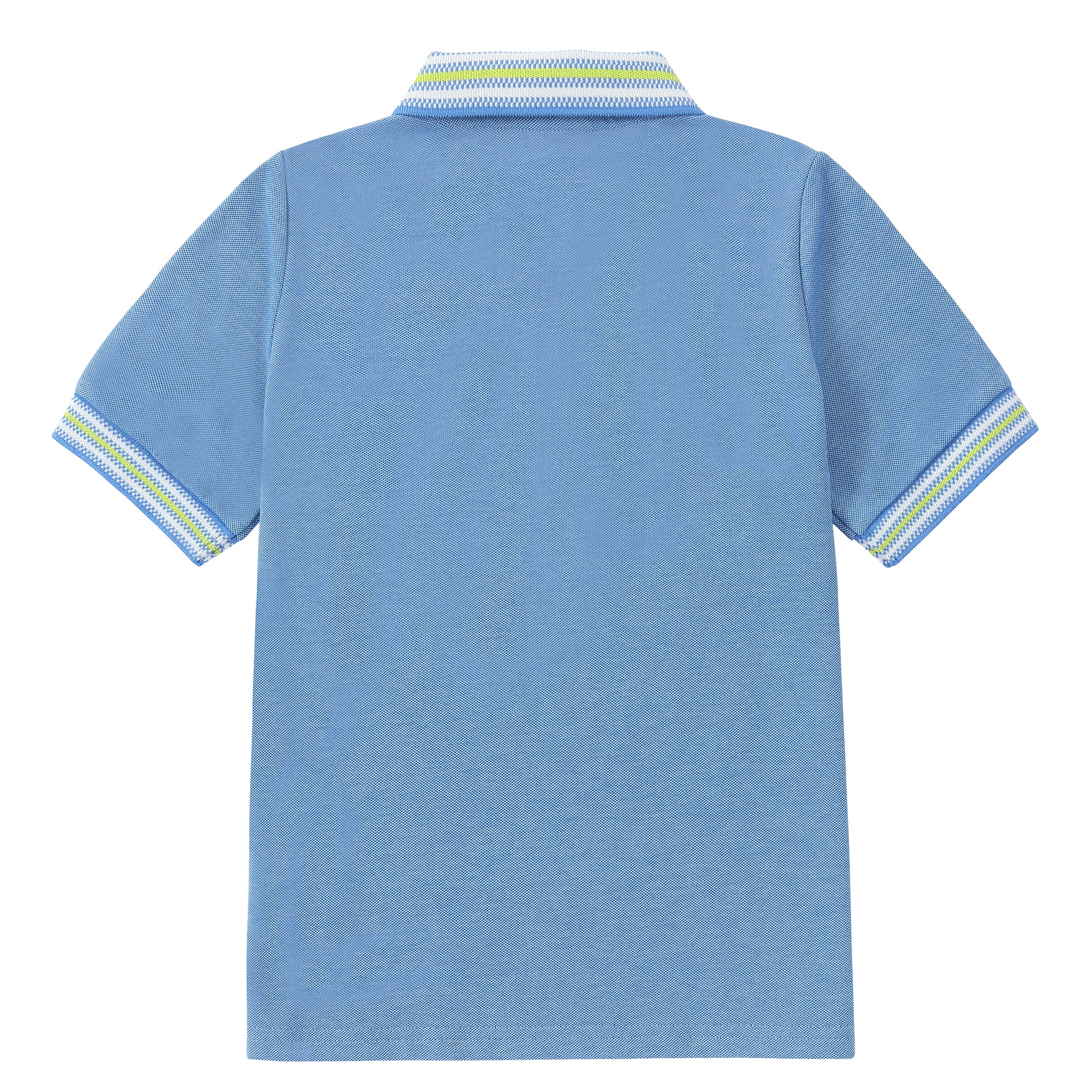 Boys Heather Blue Polo with Yellow & White Trim - Image 3