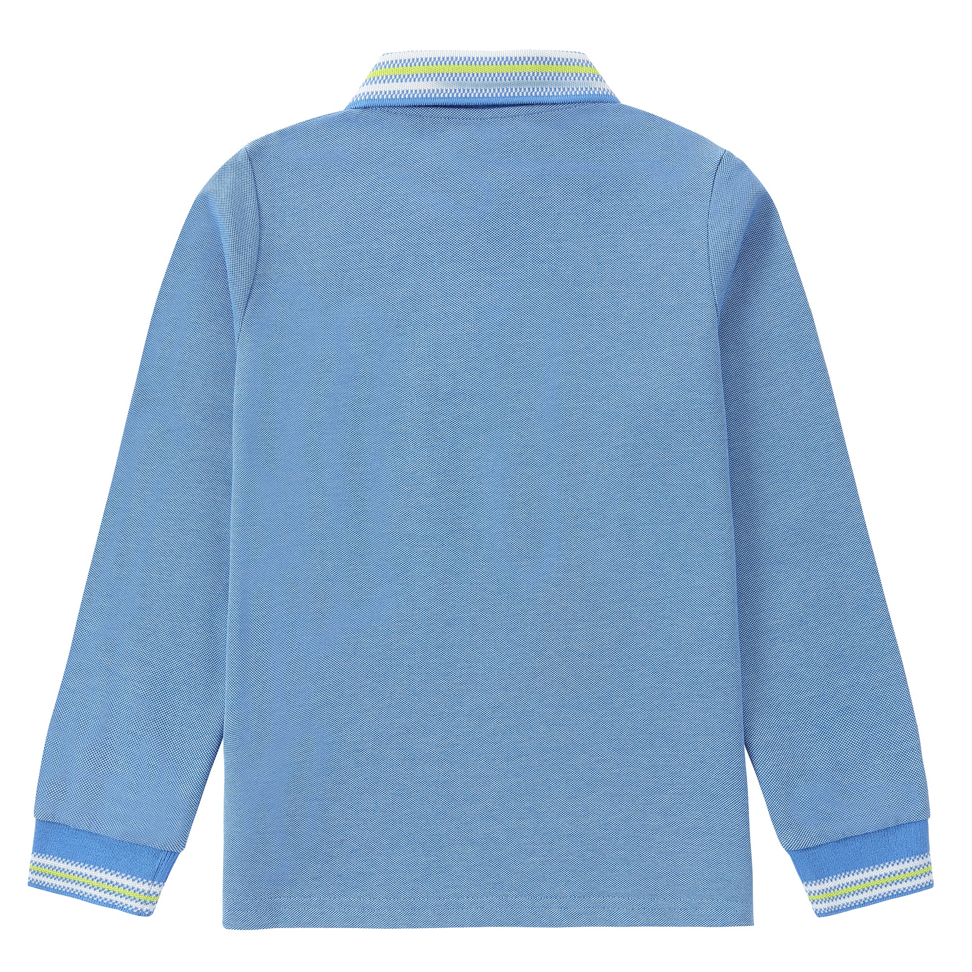 Boys Heather Blue Polo with Yellow & White Trim - Image 5