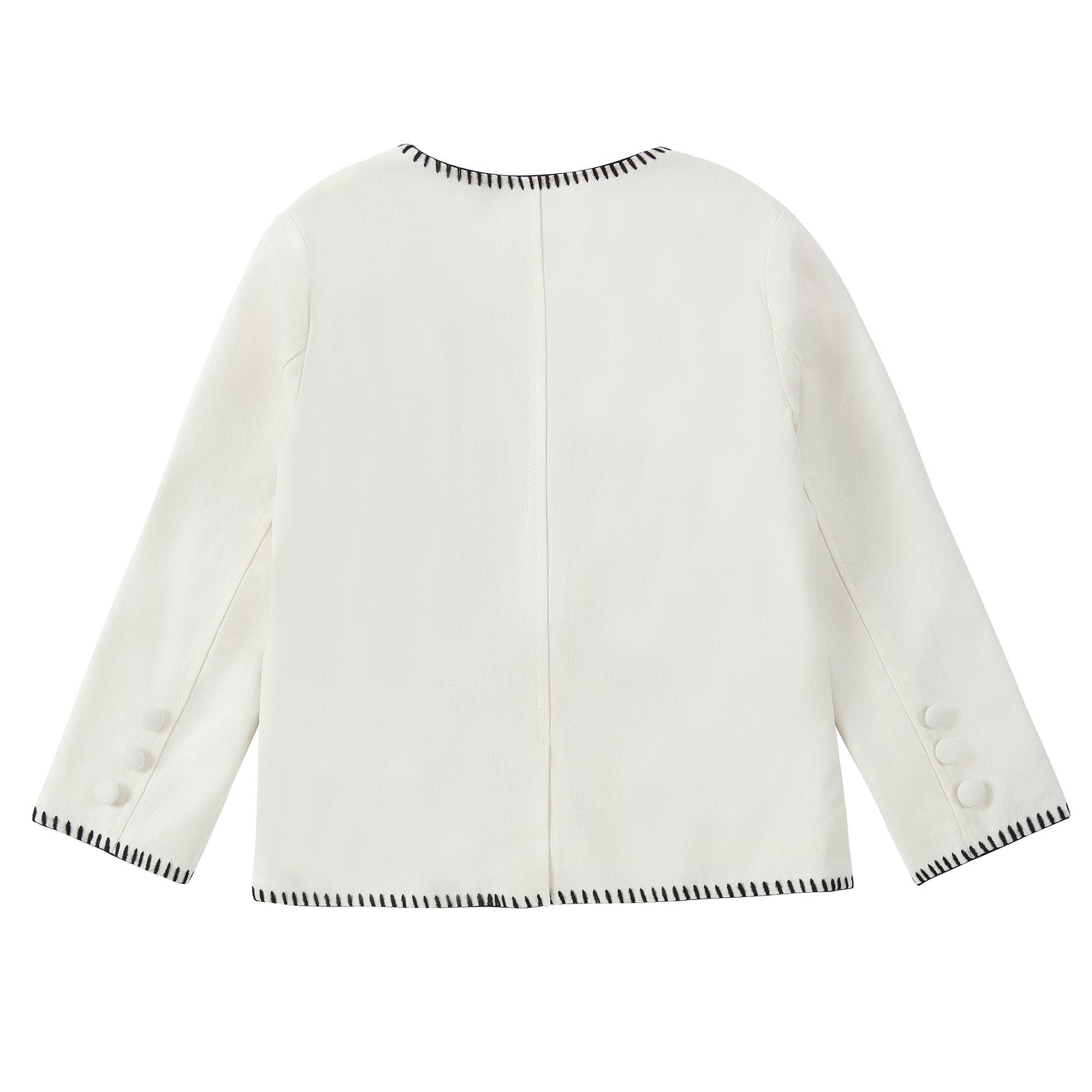 Ivory Stitch Double Breasted Blazer - Image 3