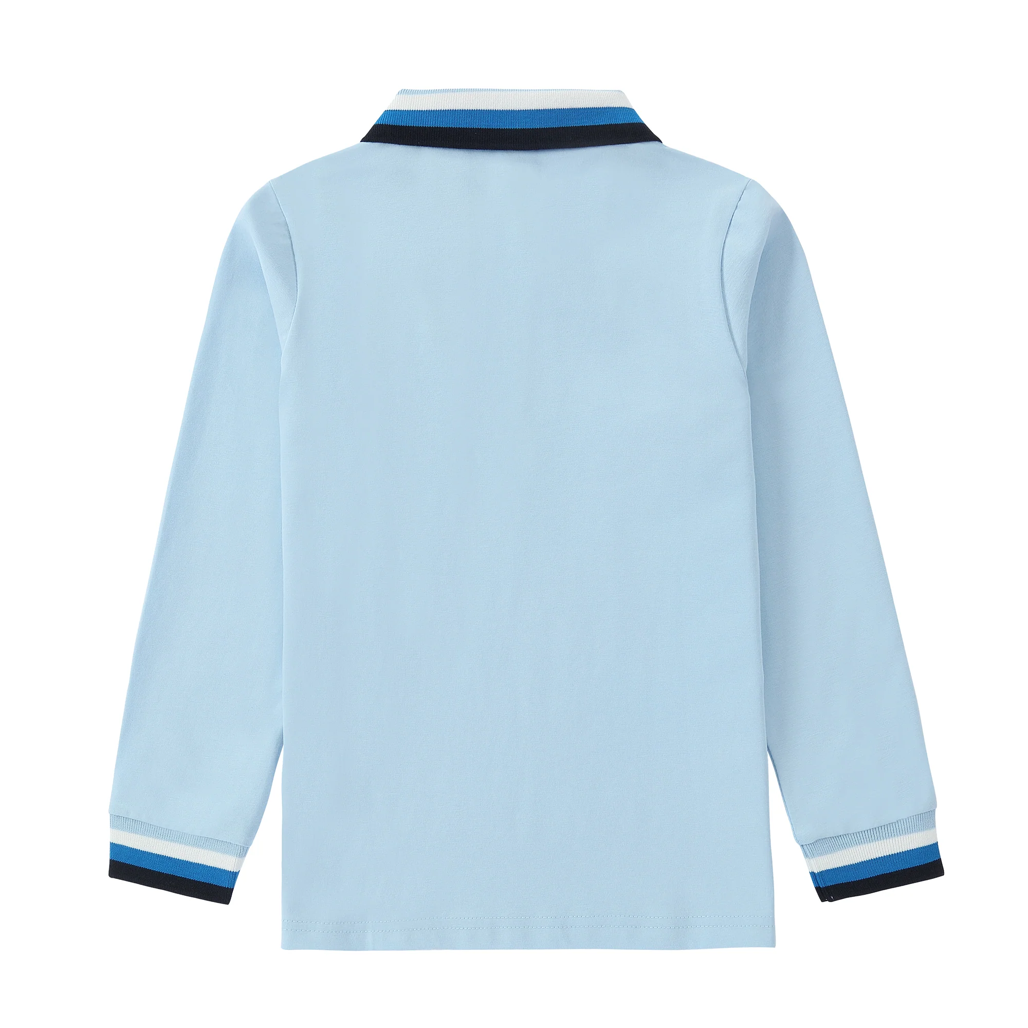 Boys Light Blue Polo with Black & White Trim - Image 4