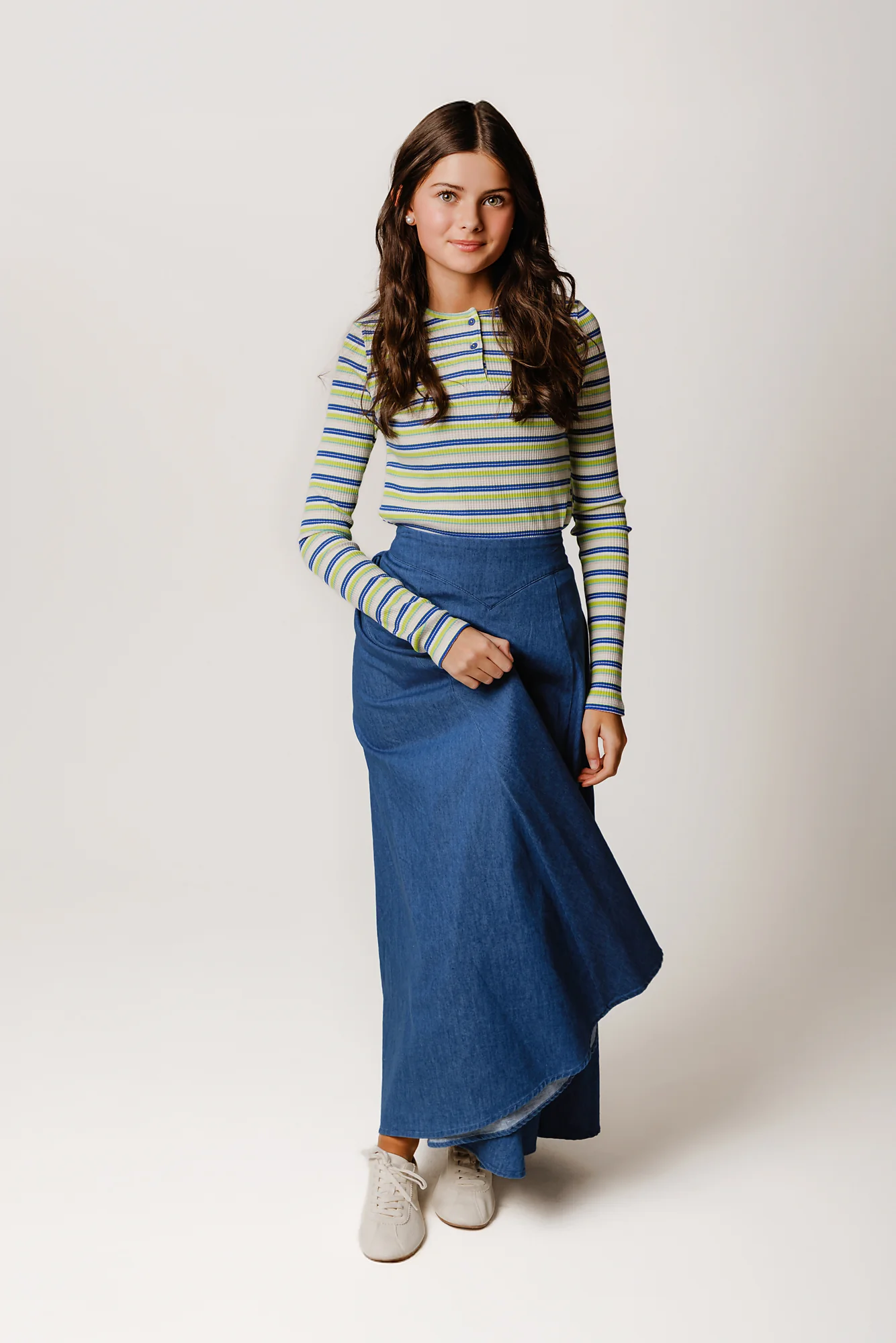 Lime Striped Henley T-Shirt - Image 3