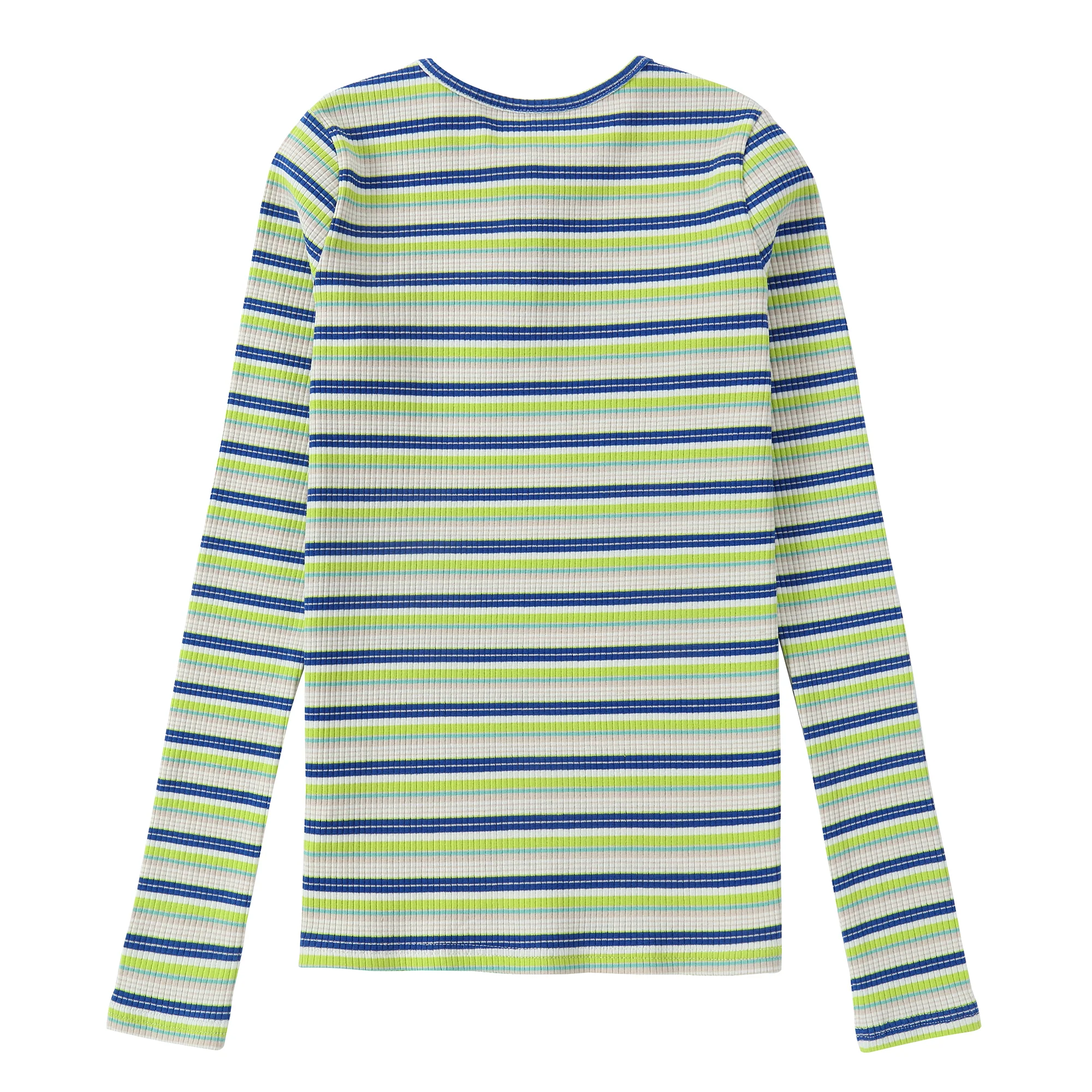 Lime Striped Henley T-Shirt - Image 4