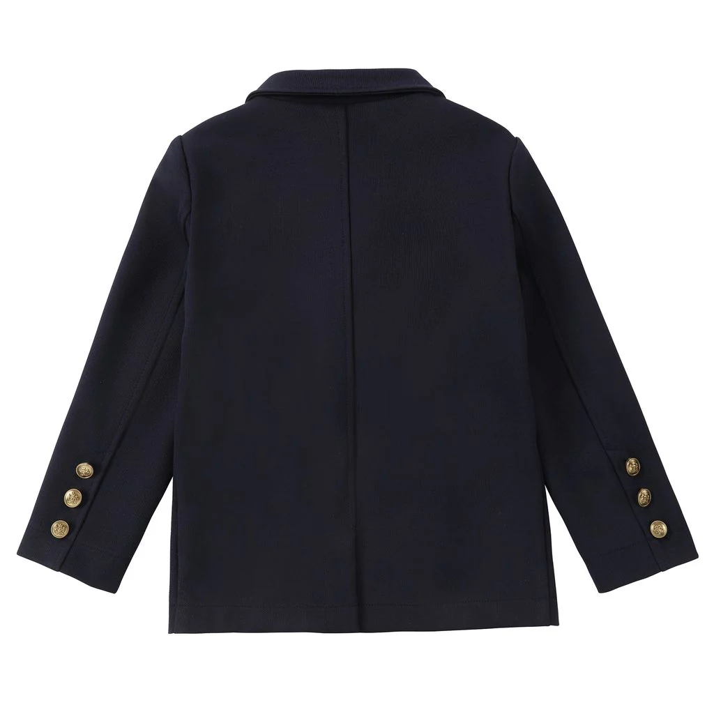 Boys Navy Gold Button Blazer - Image 4