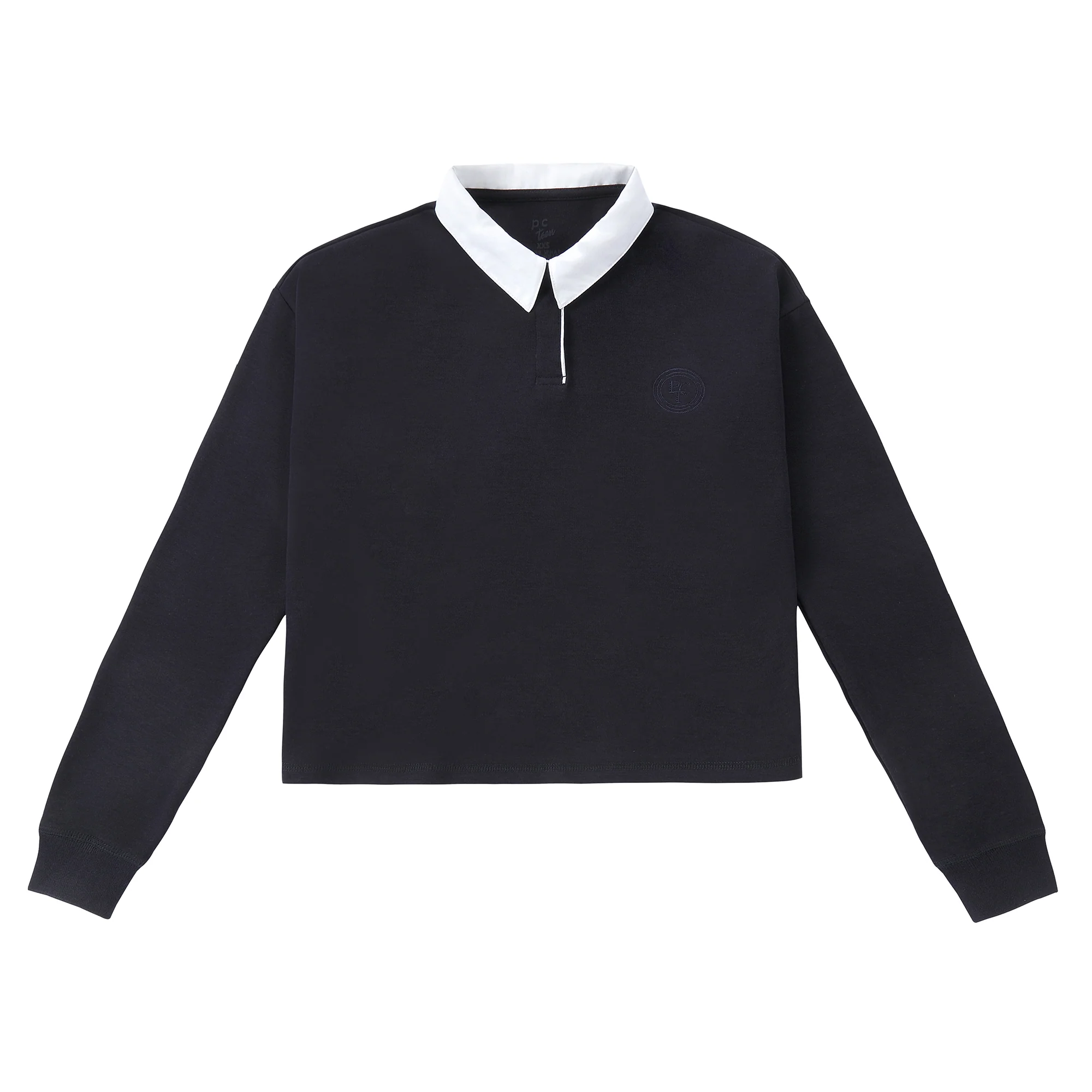 Teens Navy Cropped Polo with White Collar - Image 2