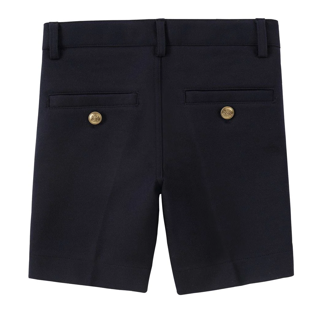 Boys Navy Gold Button Shorts - Image 3