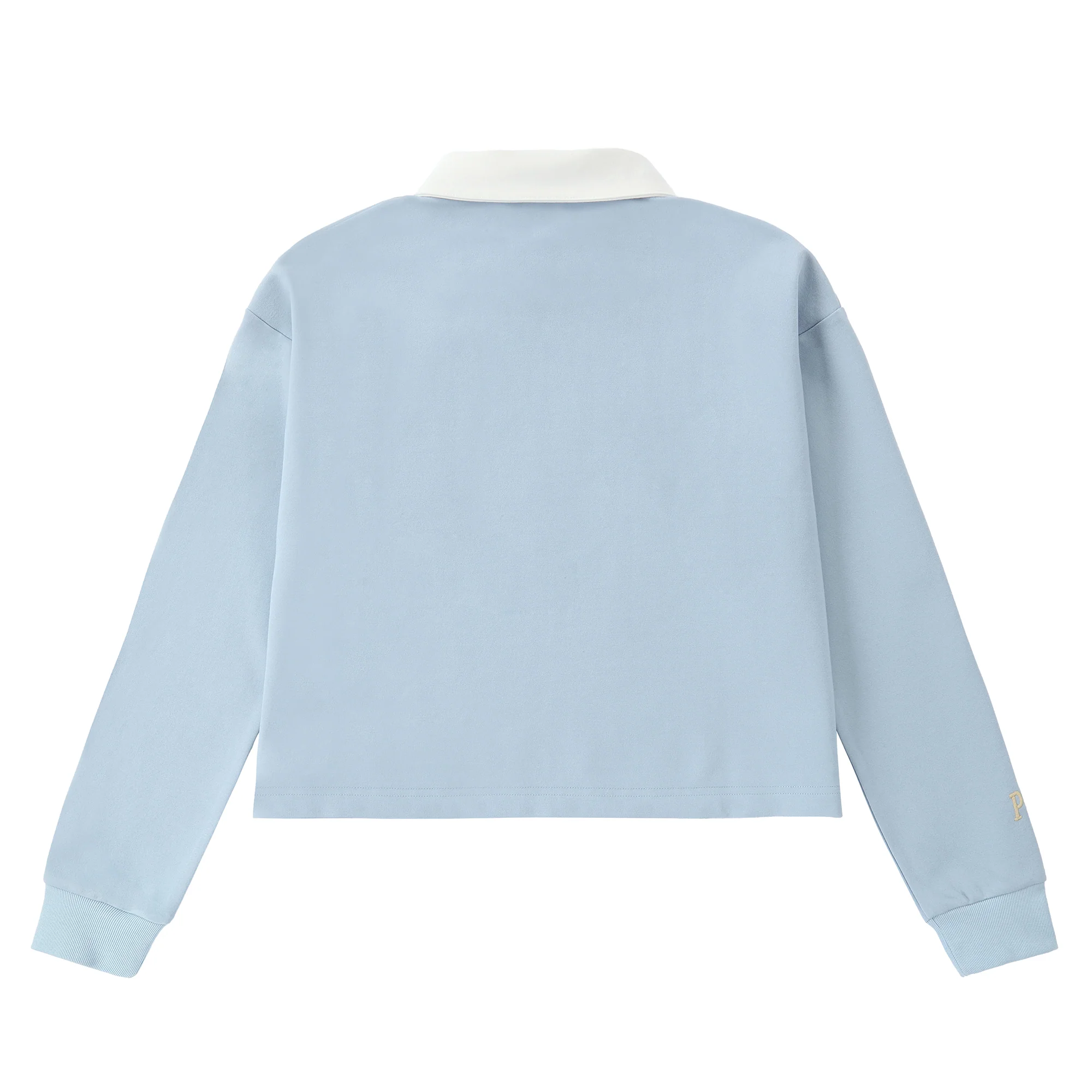 Teens Light Blue Cropped Polo with White Collar - Image 3