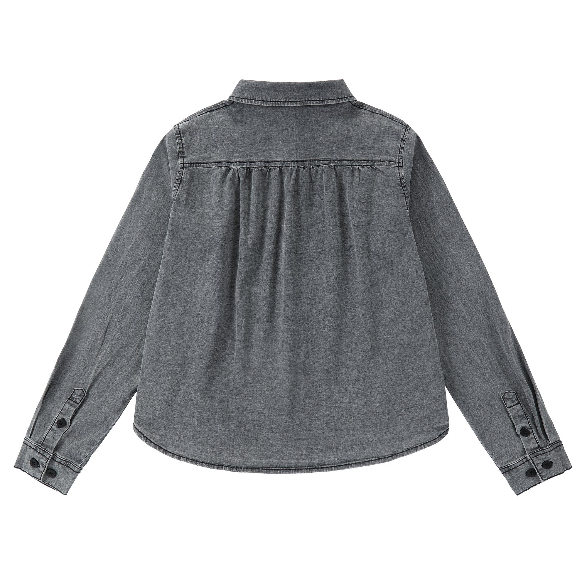 Teens Grey Denim Collared Shirt - Image 3