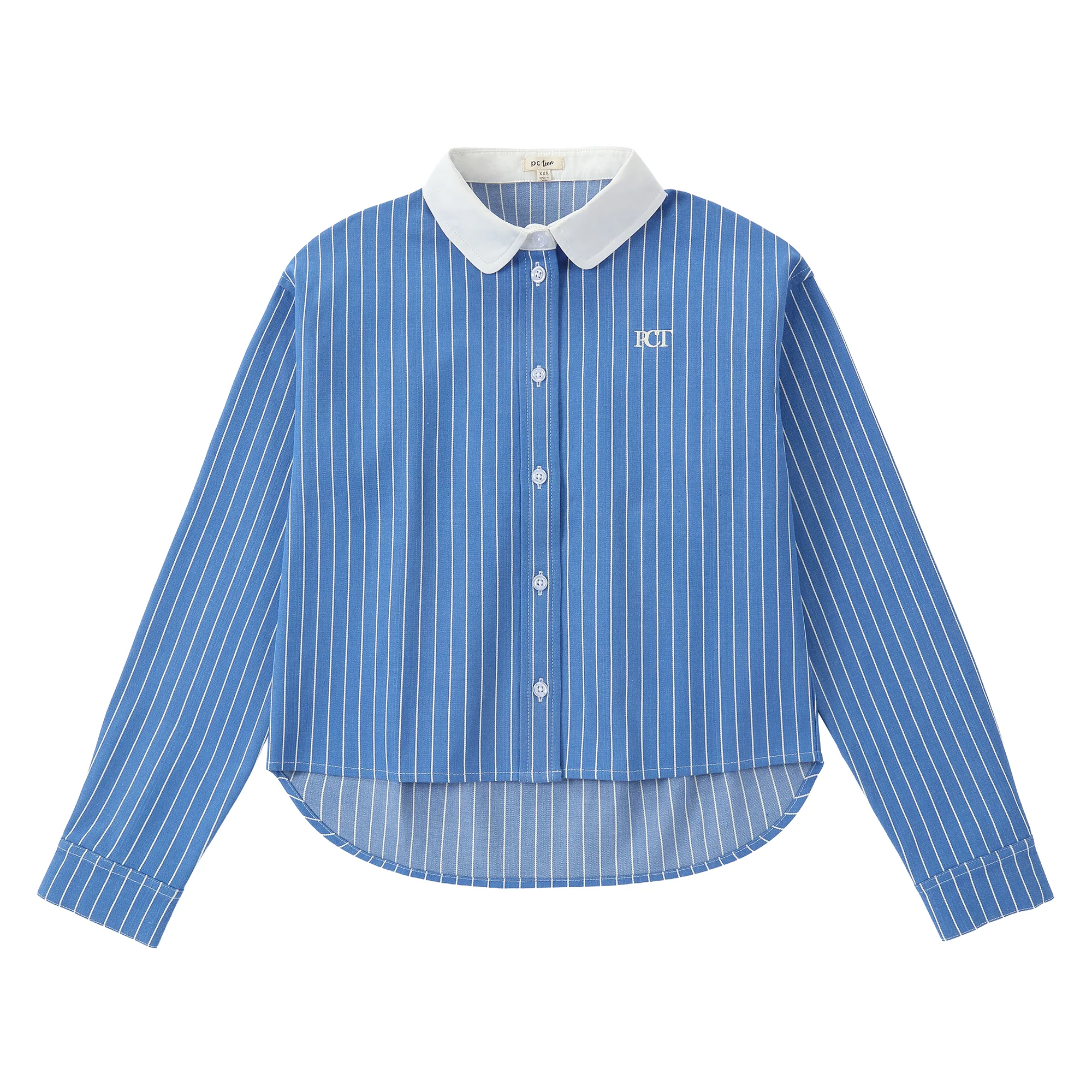 Teens Blue Crop Collared Shirt - Image 2