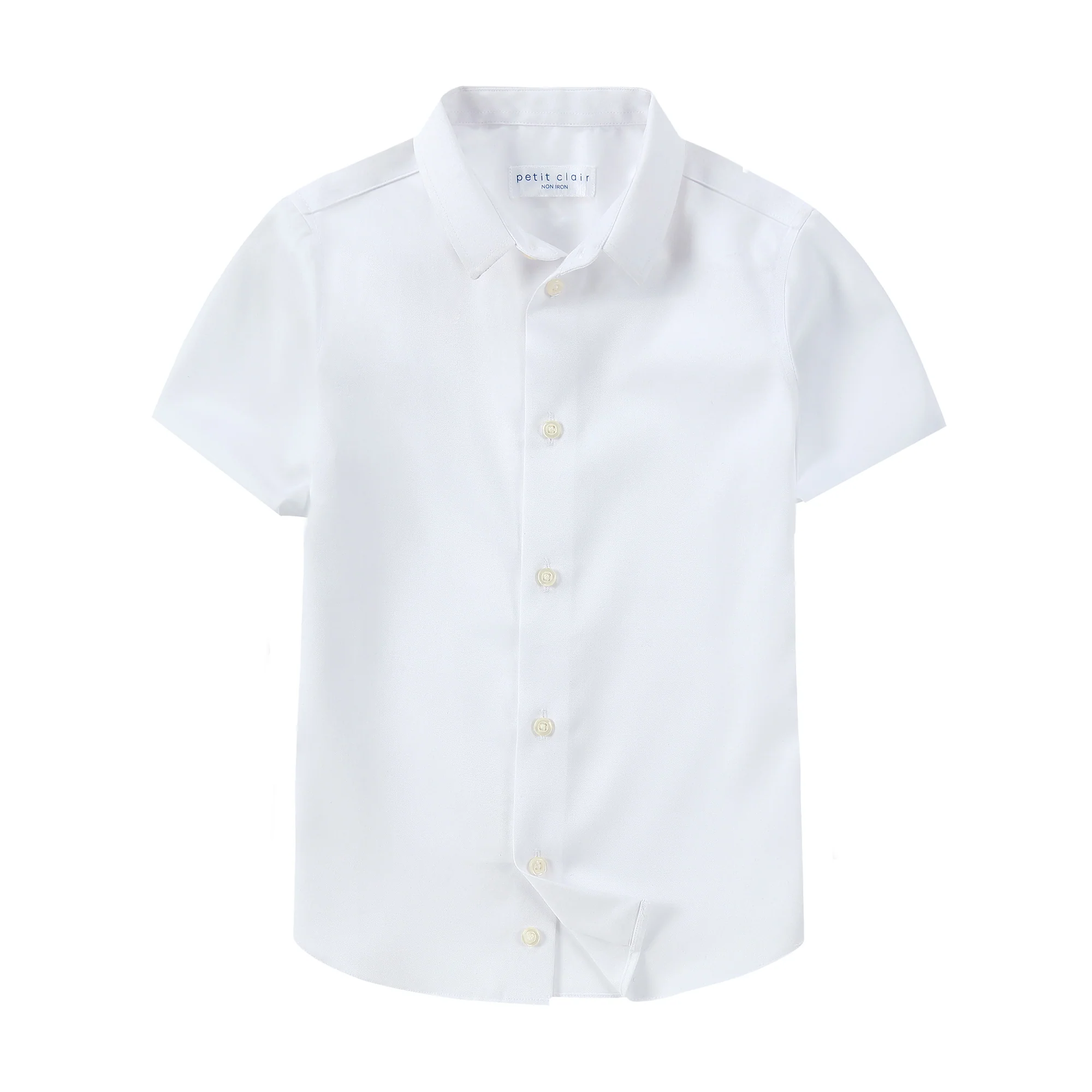 Non-Iron Mini Collar White Shirt-Short Sleeve