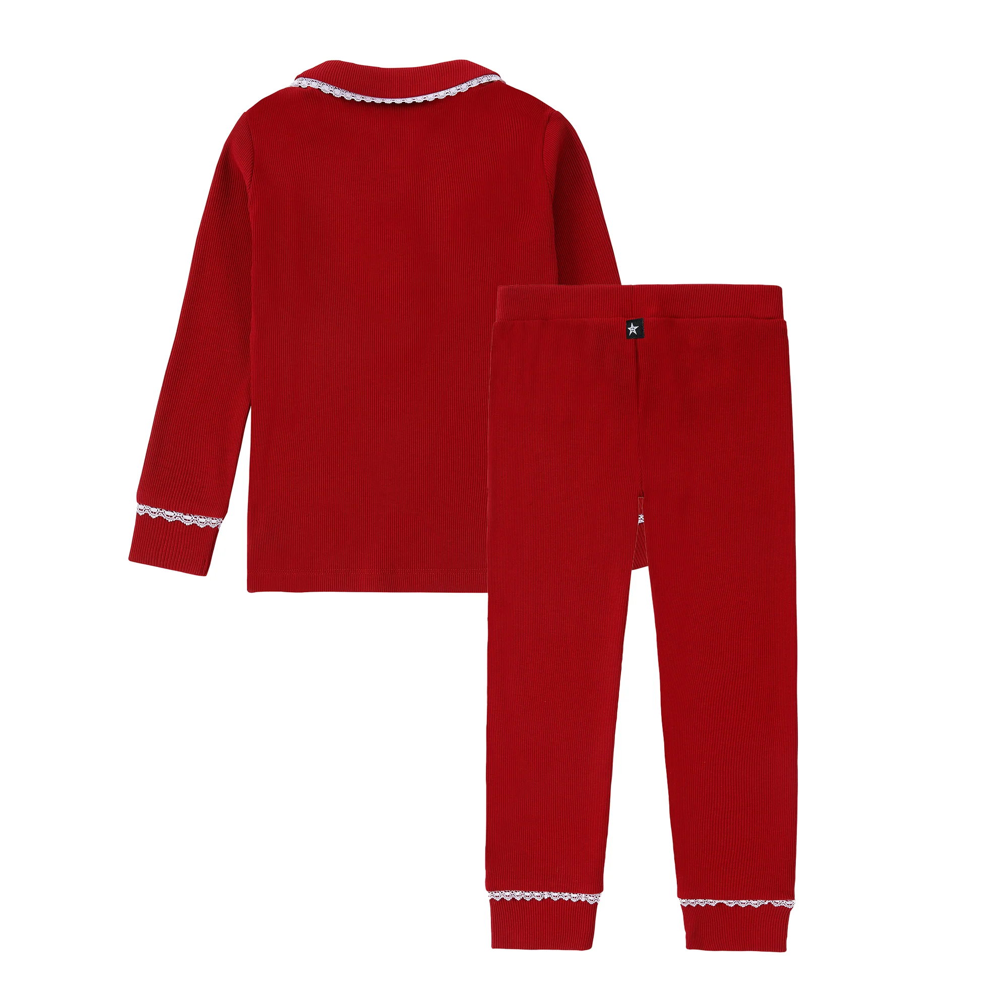 Red Collared Contrast Pajama - Image 4