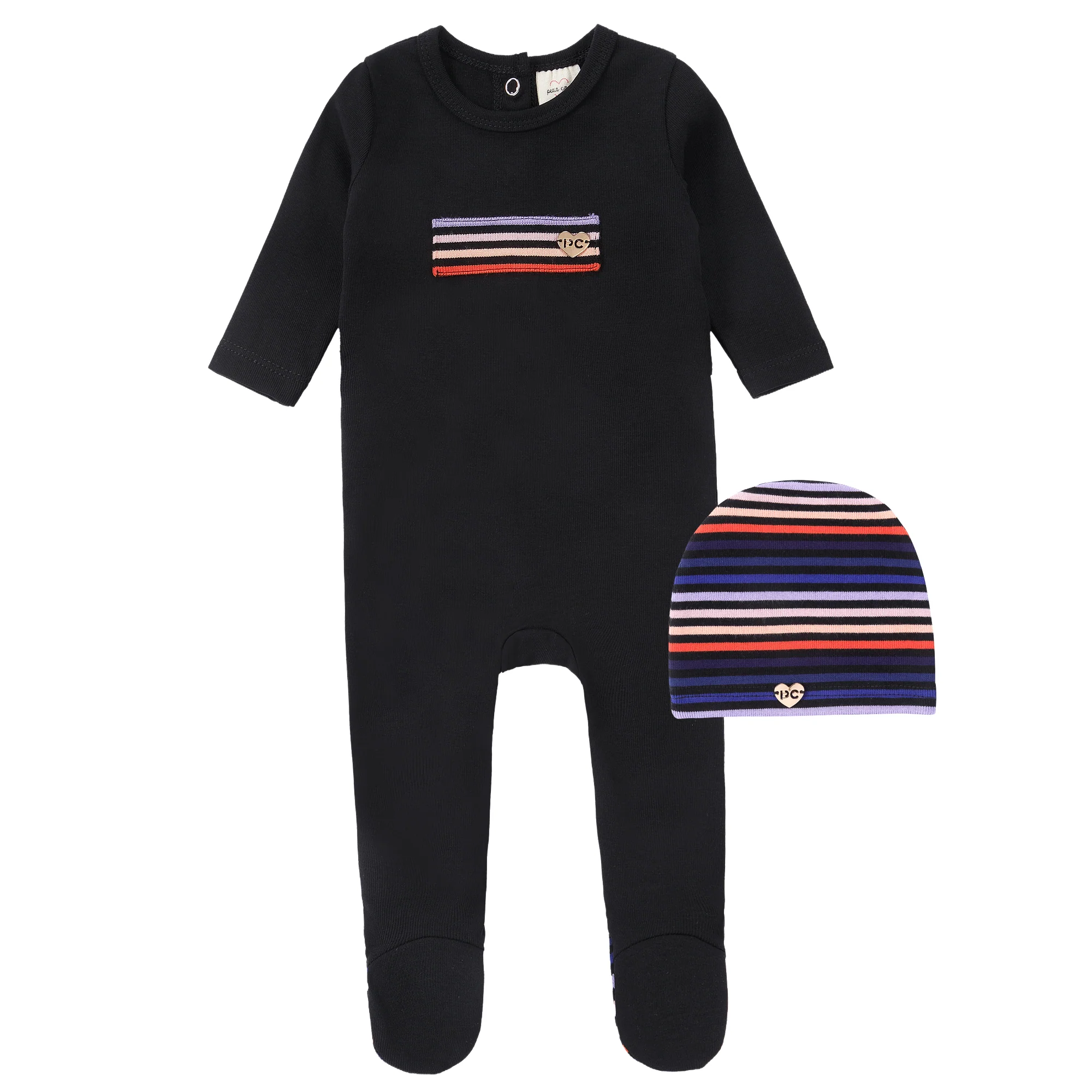 Sharp Stripes Heart Footie