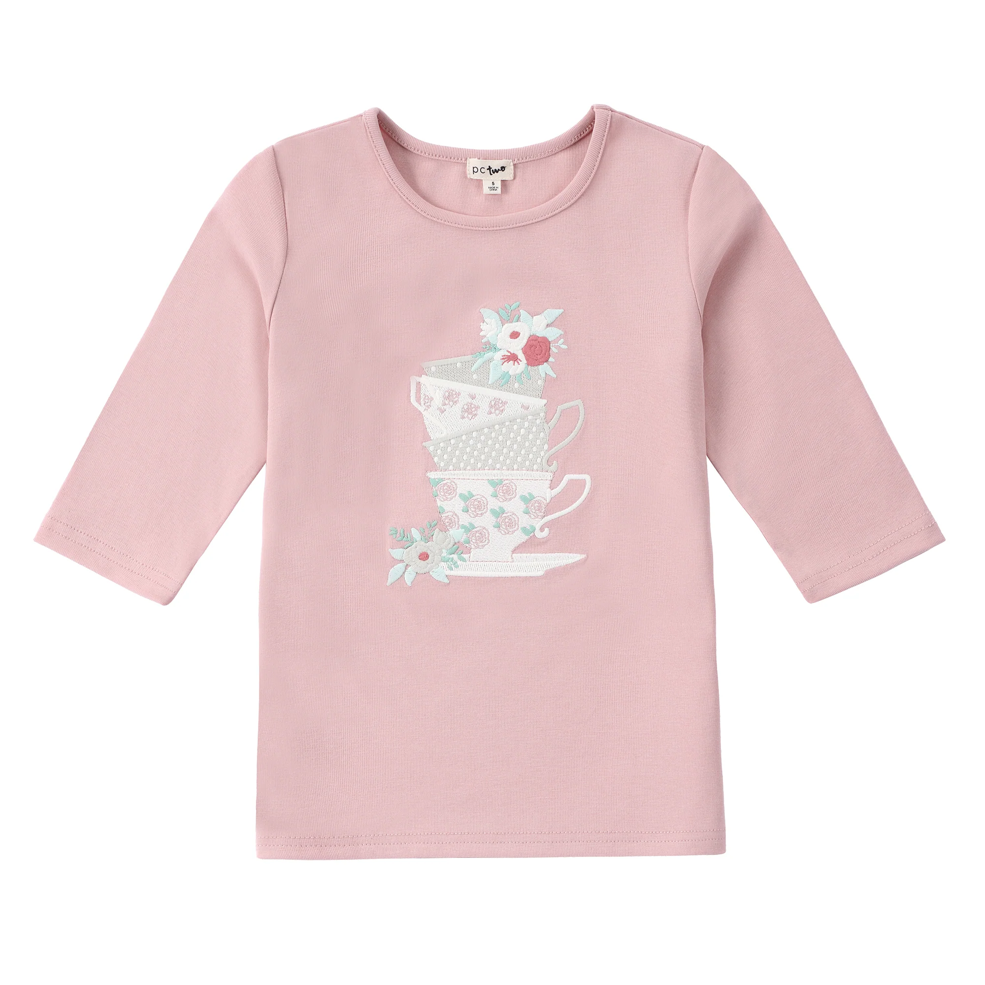 Girls Tan Teacups T-Shirt - Image 3