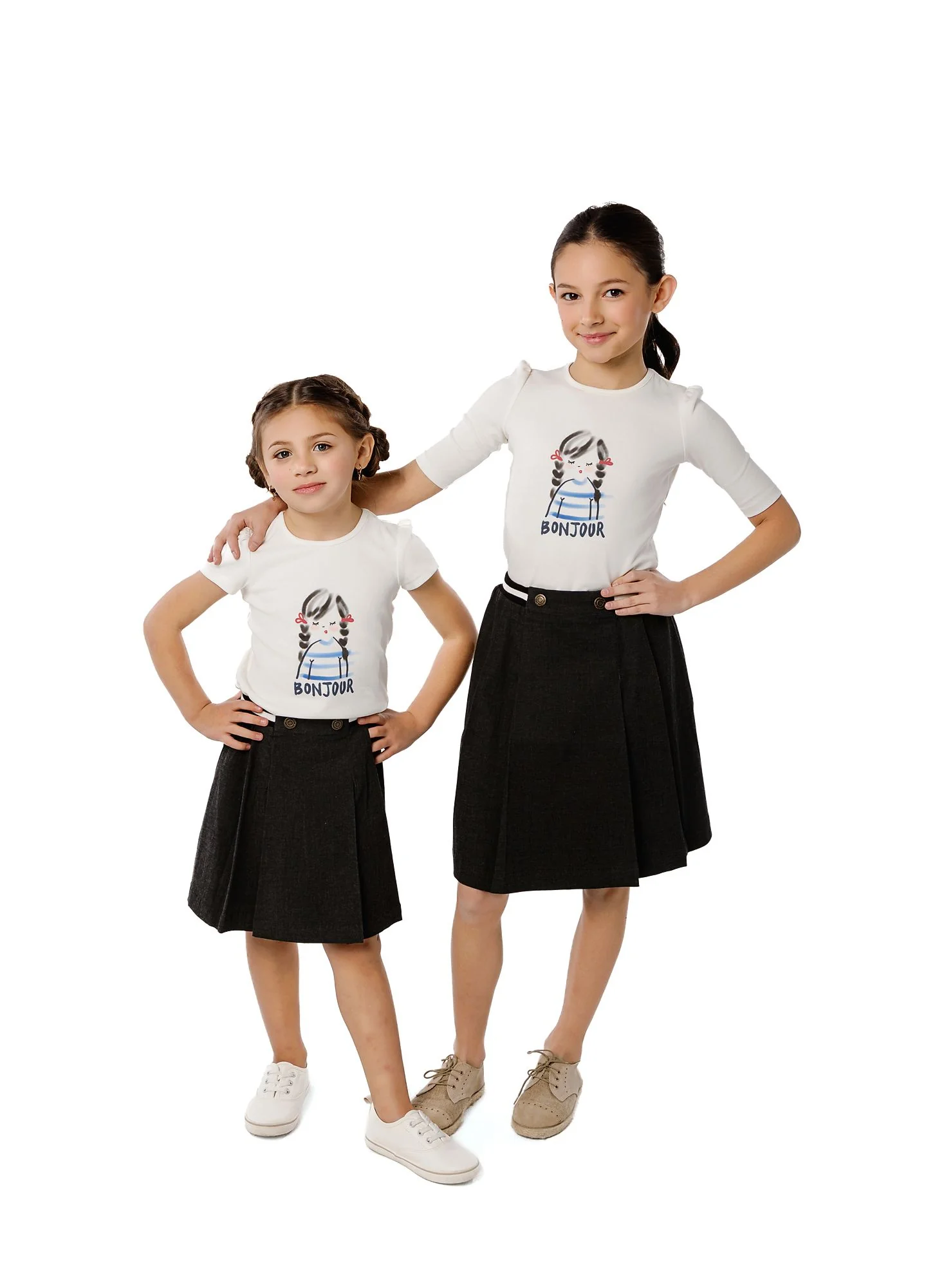 Girls White Bonjour T-Shirt - Image 2
